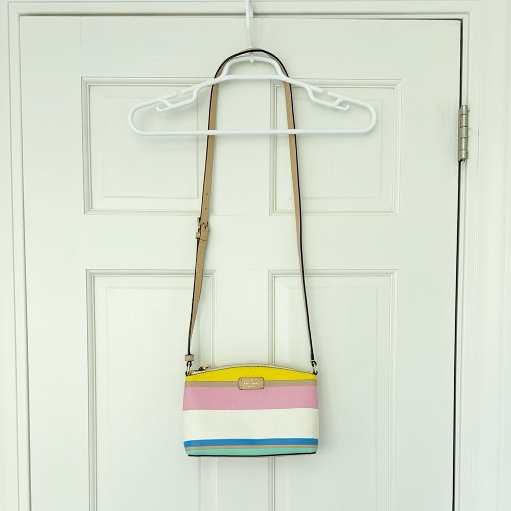 KATE SPADE shoulder bag white pink yellow striped